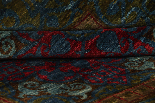 WILLIAM MORRIS HANDMADE WOOL AREA RUG 5’ X 5’