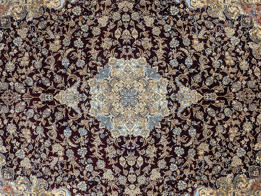 QUM SILK BURGUNDY AREA RUG