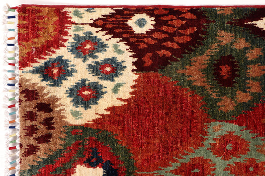 IKAT HANDMADE WOOL AREA RUG 2’8” X 4’