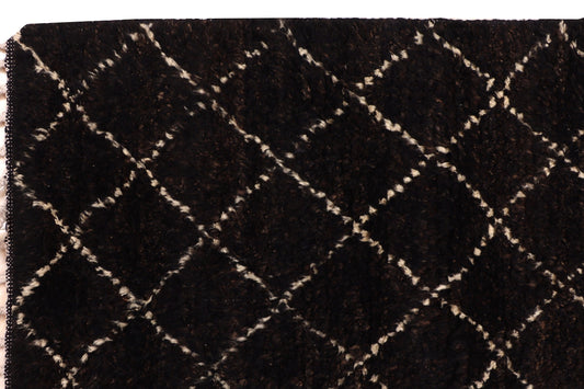 RUNNER MOROCCAN BLACK LOZENGE HANDMADE WOOL RUG