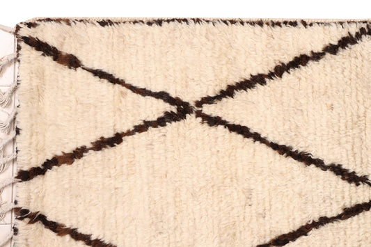 RUNNER MOROCCAN CREAM HANDMADE WOOL RUG