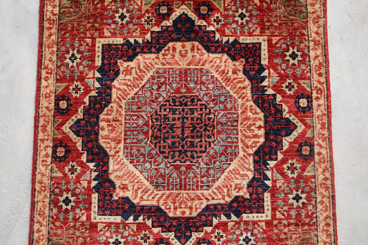 DIAMOND MAMLOUK WOOL HANDMADE RUNNER RUG