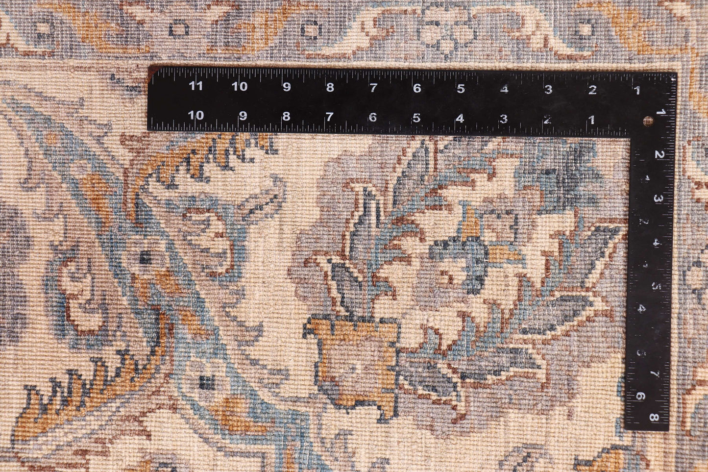 FARAHAN-ZIEGLER SUPER IVORY BLUE WOOL HANDMADE AREA RUG