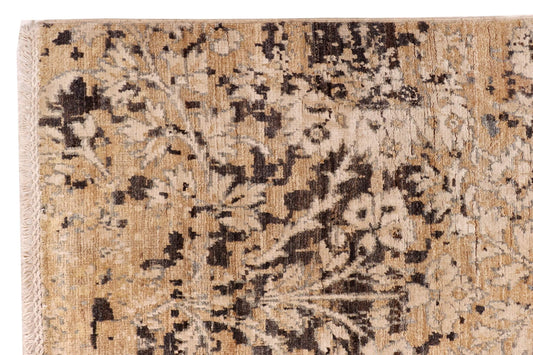 TABRIZ CONTEMPORARY SILK & WOOL RUNNER HANDMADE RUG