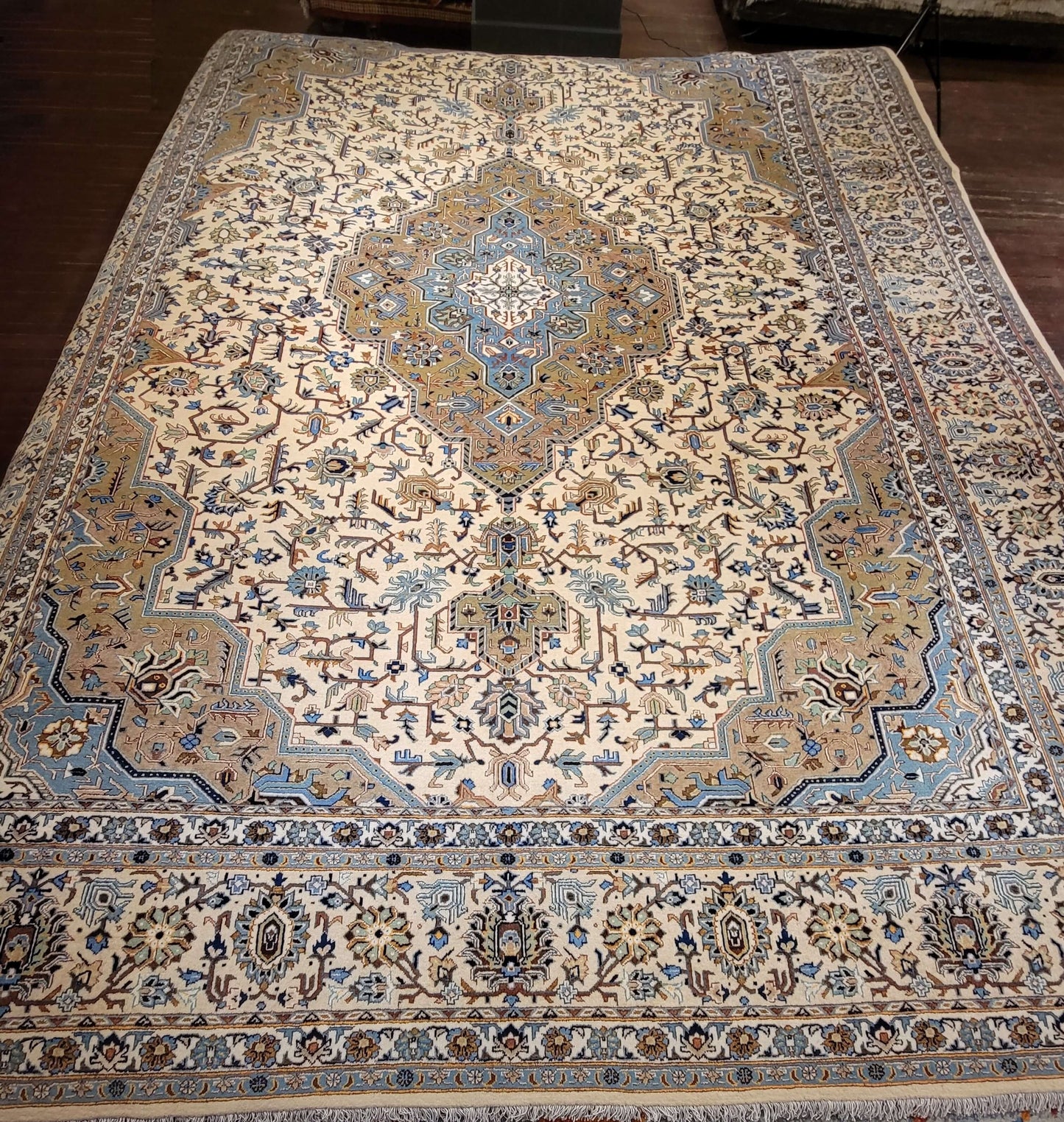 KASHAN UNIQUE SIGNED PIECE WOOL PERSIAN HANDMADE AREA RUG 10' X 13'