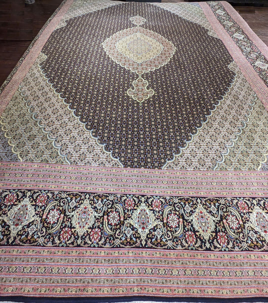 TABRIZ MAHI KORK-WOOL & SILK HANDMADE RUG