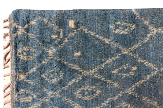 MOROCCAN BERBER BLUE HANDMADE WOOL AREA RUG