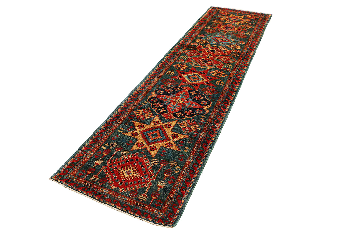 TEIMURI HANDMADE WOOL RUNNER AREA RUG    2’7” X 10’