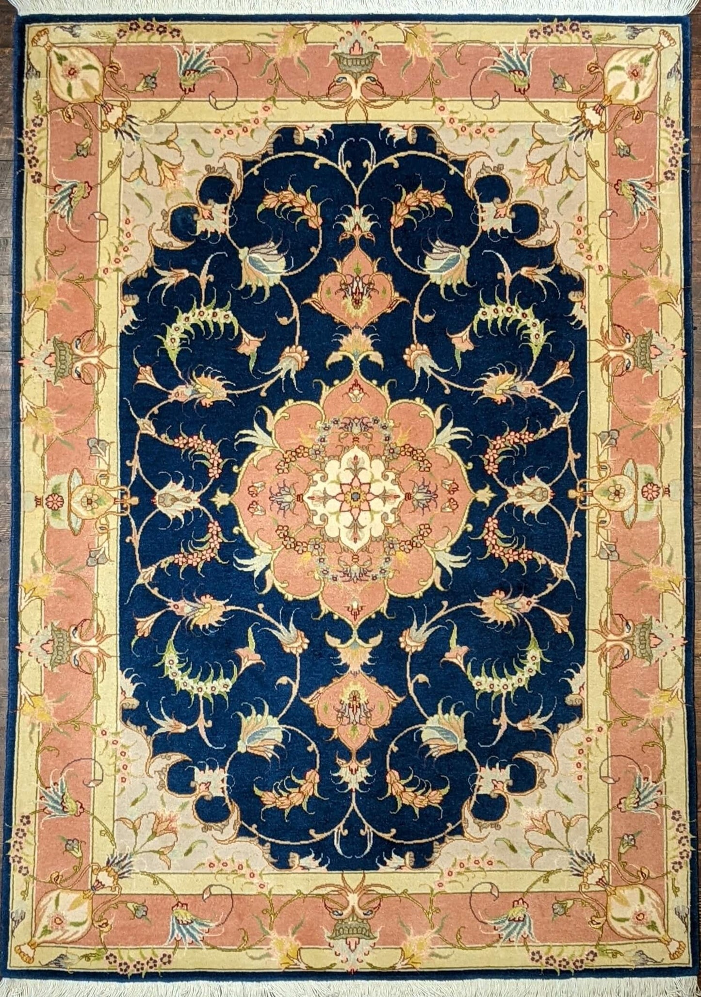 TABRIZ FINE KORKWOOL AND SILK HANDMADE AREA RUG