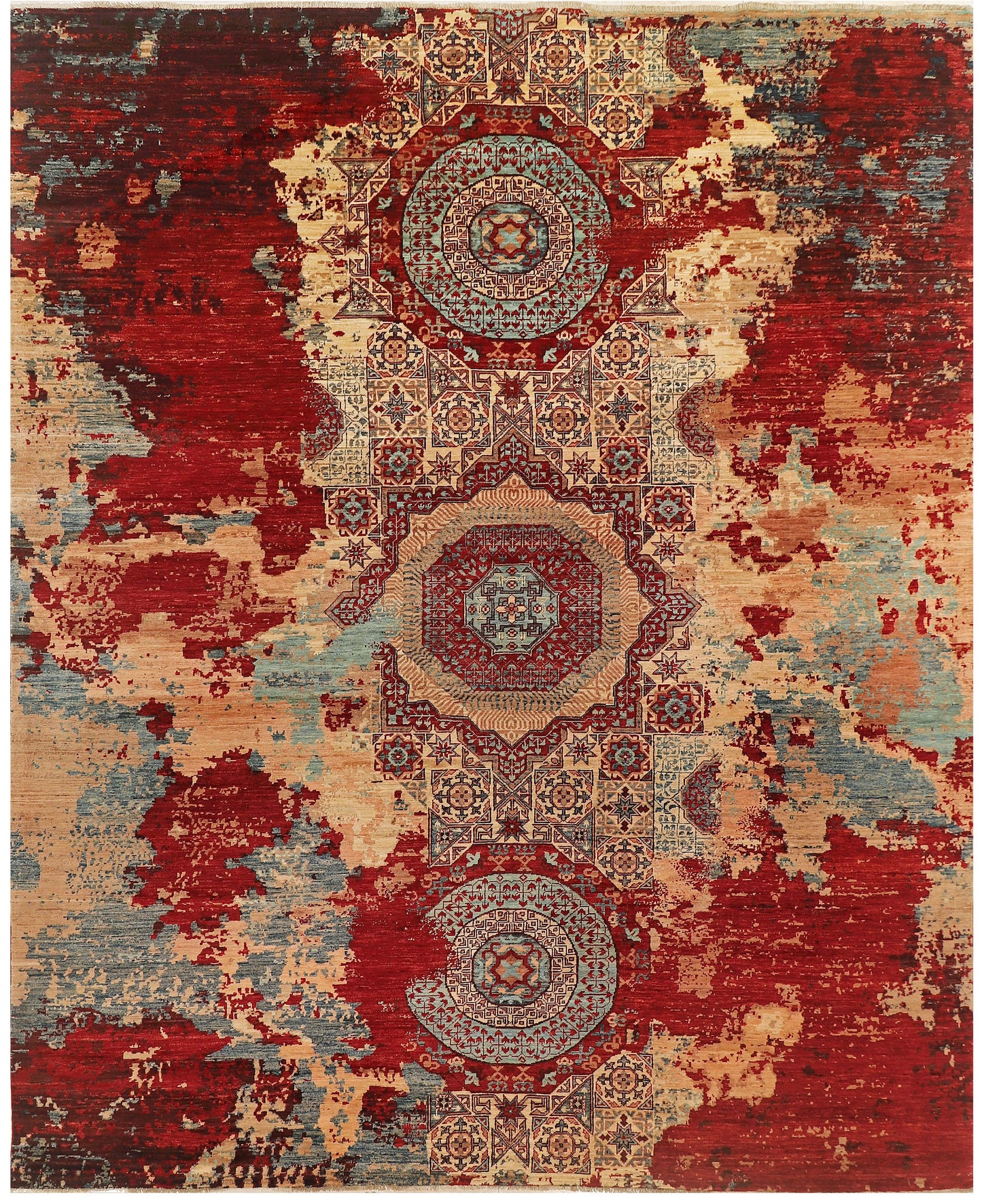 MAMLOUK ABSTRACT HANDMADE WOOL AREA RUG   8’ X 10’