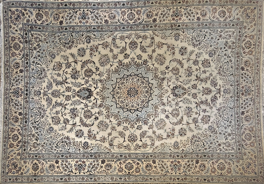 NAIN WOOL AND SILK HANDMADE AREA RUG