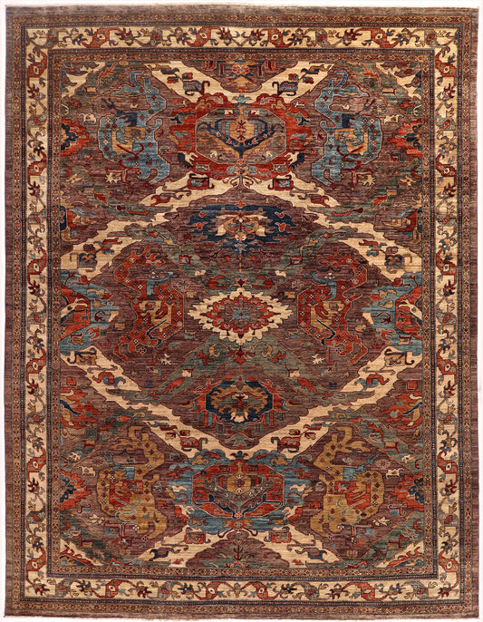 DRAGON HANDMADE WOOL AREA RUG   9’ X 12’