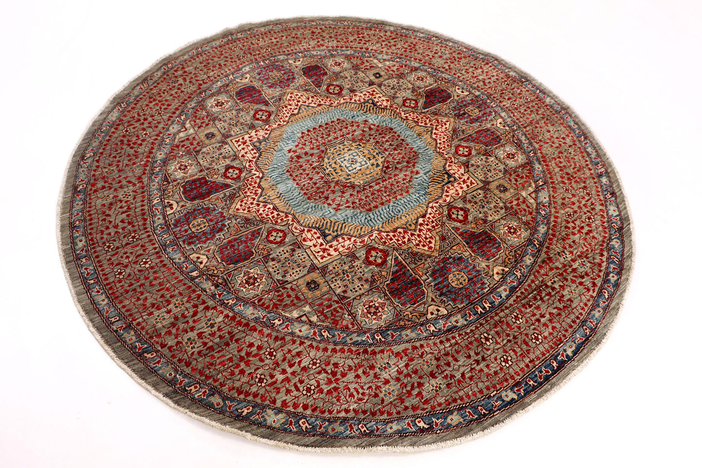 MAMLUK ROUND HANDMADE WOOL AREA RUG   7’ X 7’