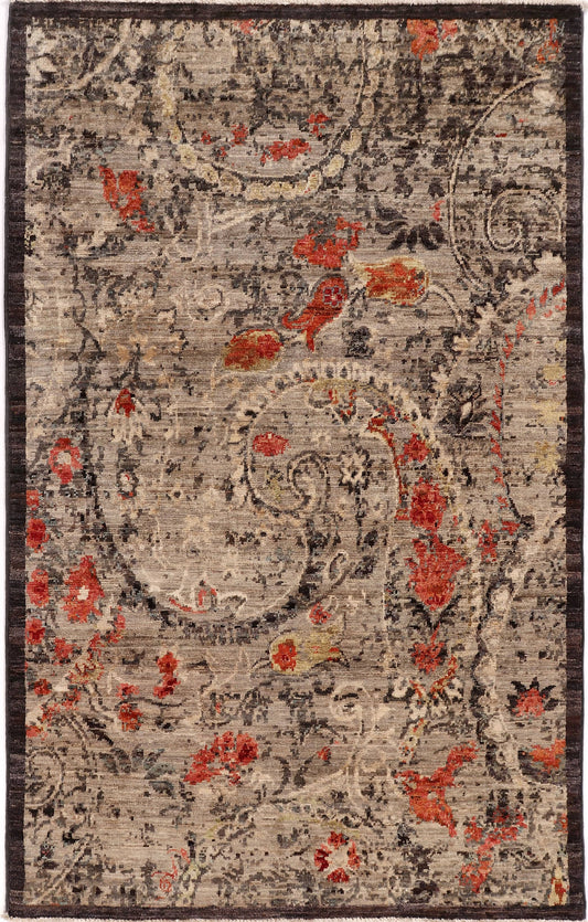 FARAHAN ABSTRACT HANDMADE WOOL AREA RUG    3’ X 5’