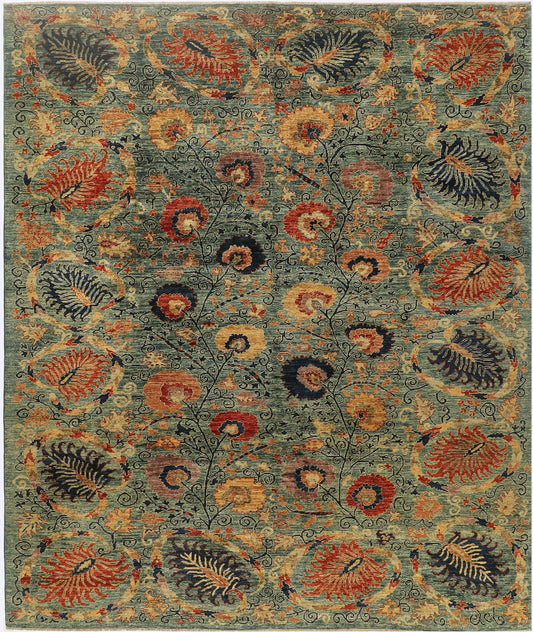 SUZANI HANDMADE WOOL AREA RUG   8’ X 10’