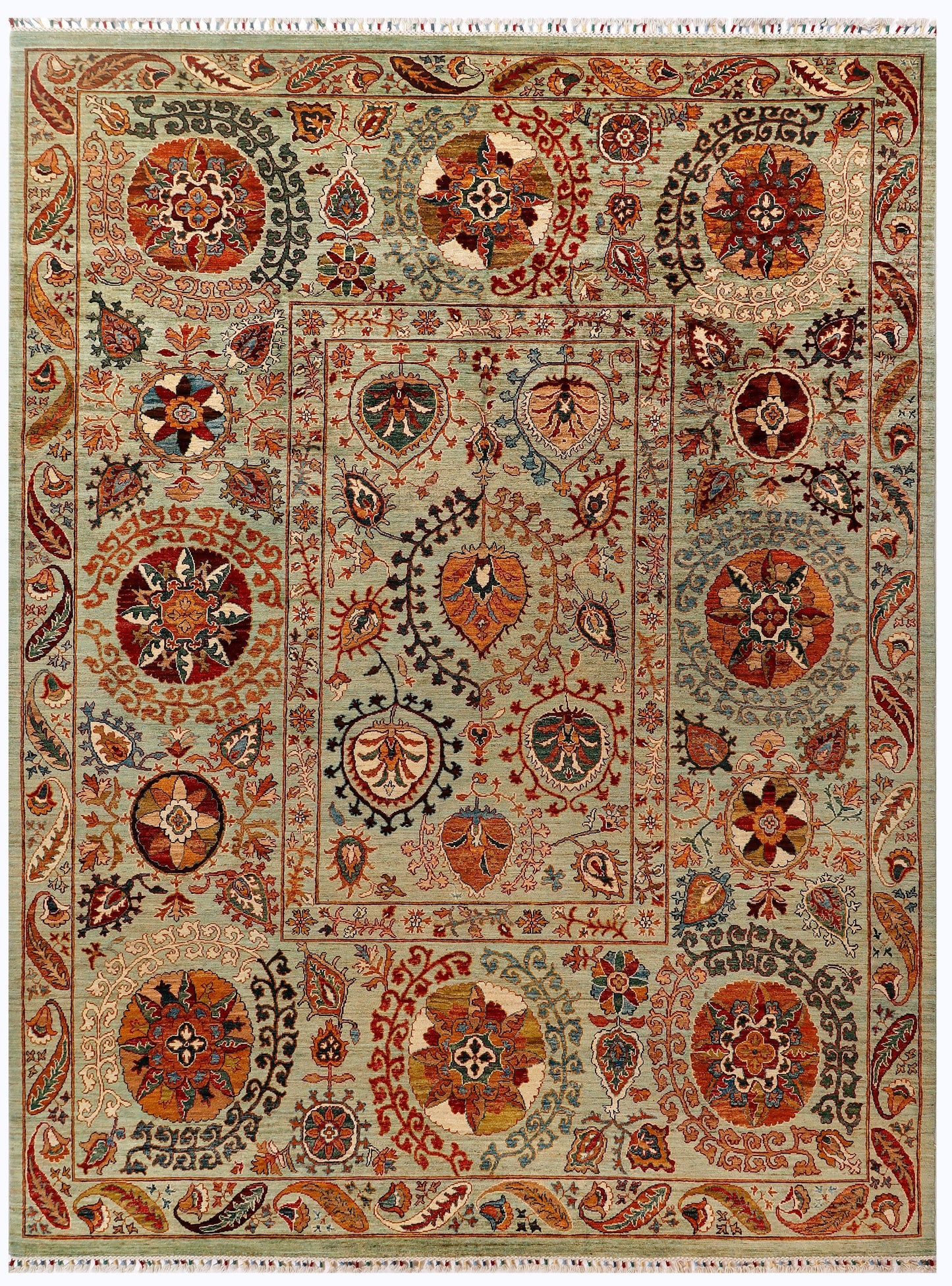 HANDMADE ELEGANT SOUZANI WOOL AREA RUG  8’ X 11’