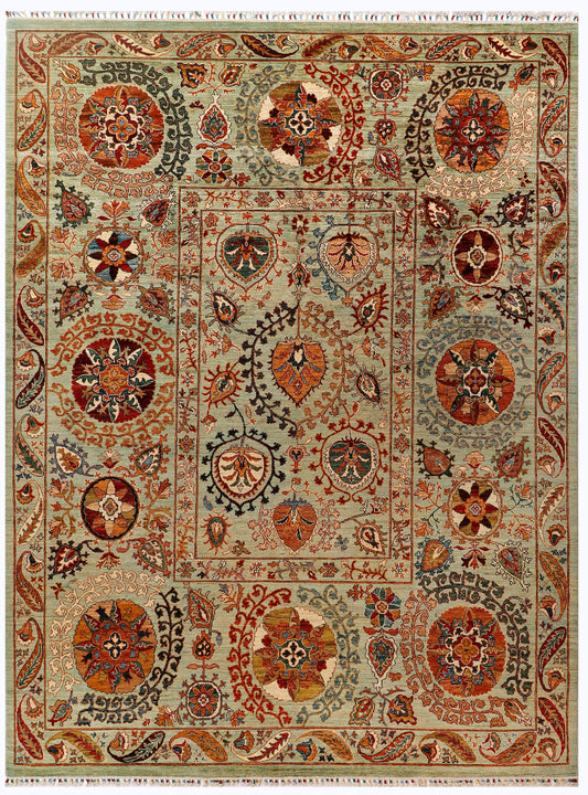 HANDMADE ELEGANT SOUZANI WOOL AREA RUG  8’ X 11’