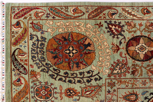 HANDMADE ELEGANT SOUZANI WOOL AREA RUG  8’ X 11’