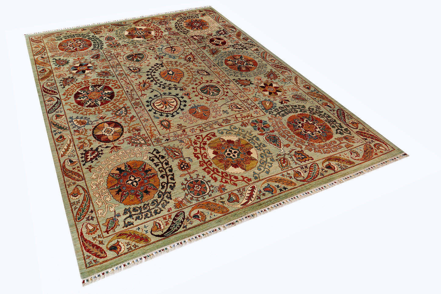 HANDMADE ELEGANT SOUZANI WOOL AREA RUG  8’ X 11’