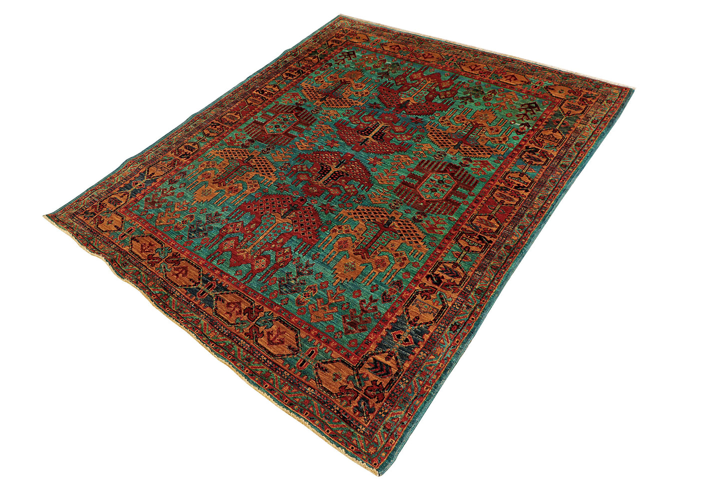 TEIMURI HANDMADE WOOL AREA RUG    5’ X 7'