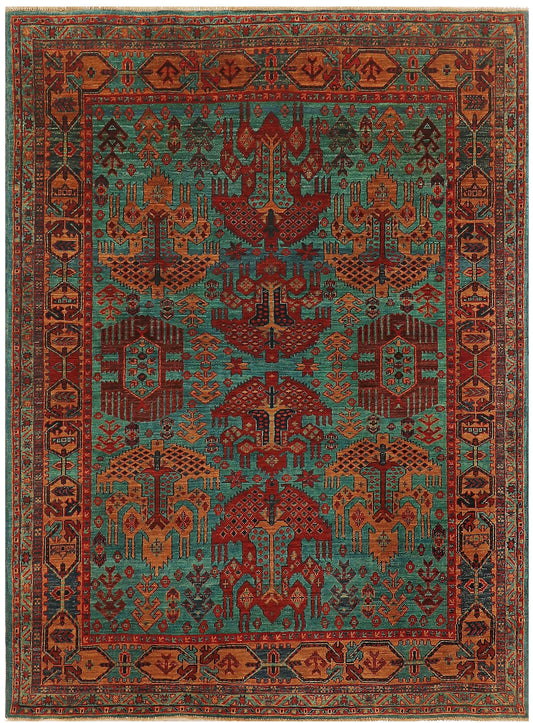 TEIMURI HANDMADE WOOL AREA RUG    5’ X 7'