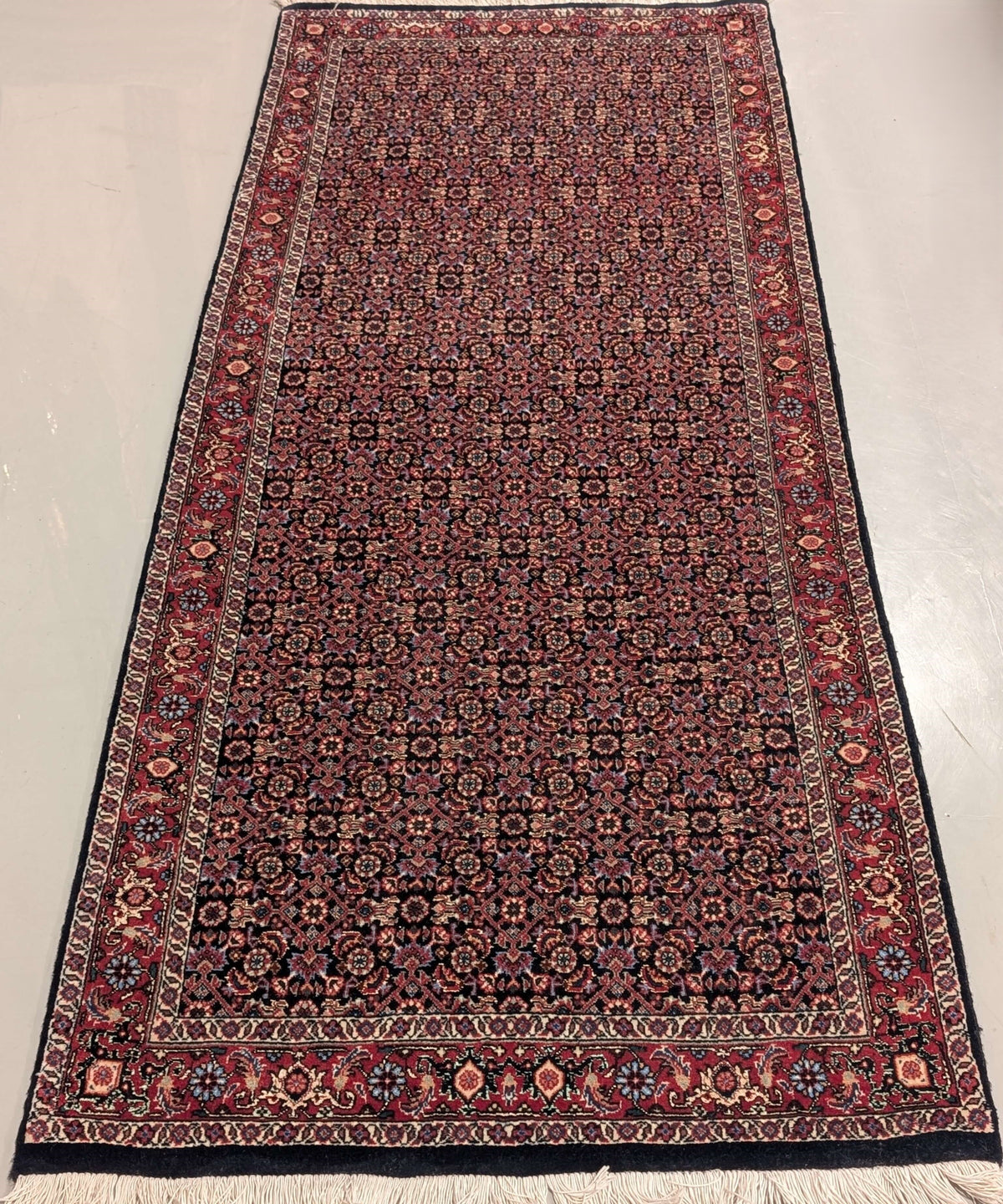 High-End Persian Bijar Kork-Wool & Silk Runner Rug  2’7” X 6’8”
