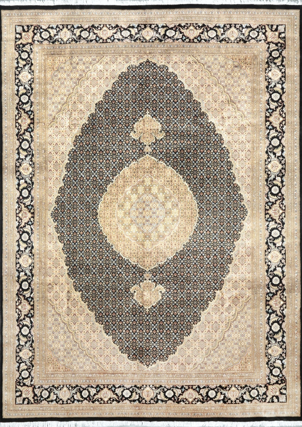 TABRIZ FISH DESIGN HANDMADE WOOL AREA RUG 10’ x 14’