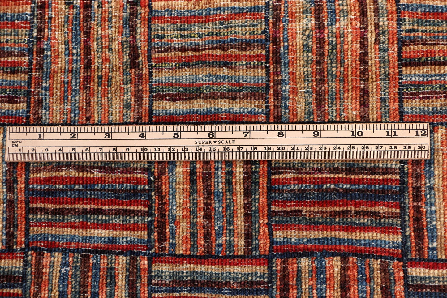 GABBEH MULTI COLOR STRIPED HOOKED TILE HANDMADE WOOL RUG