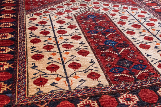 Side of Handmade Ersari Natural Dye Rug